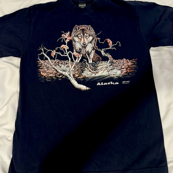 Vintage Mystic Indian Wolf T-Shirt Alaska Gardner Polar Graphics USA Wolves sz M - Picture 2 of 8